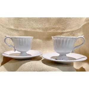 NIDERVILLER France pale lavender pedestal tea coffee cup and saucer set of 2